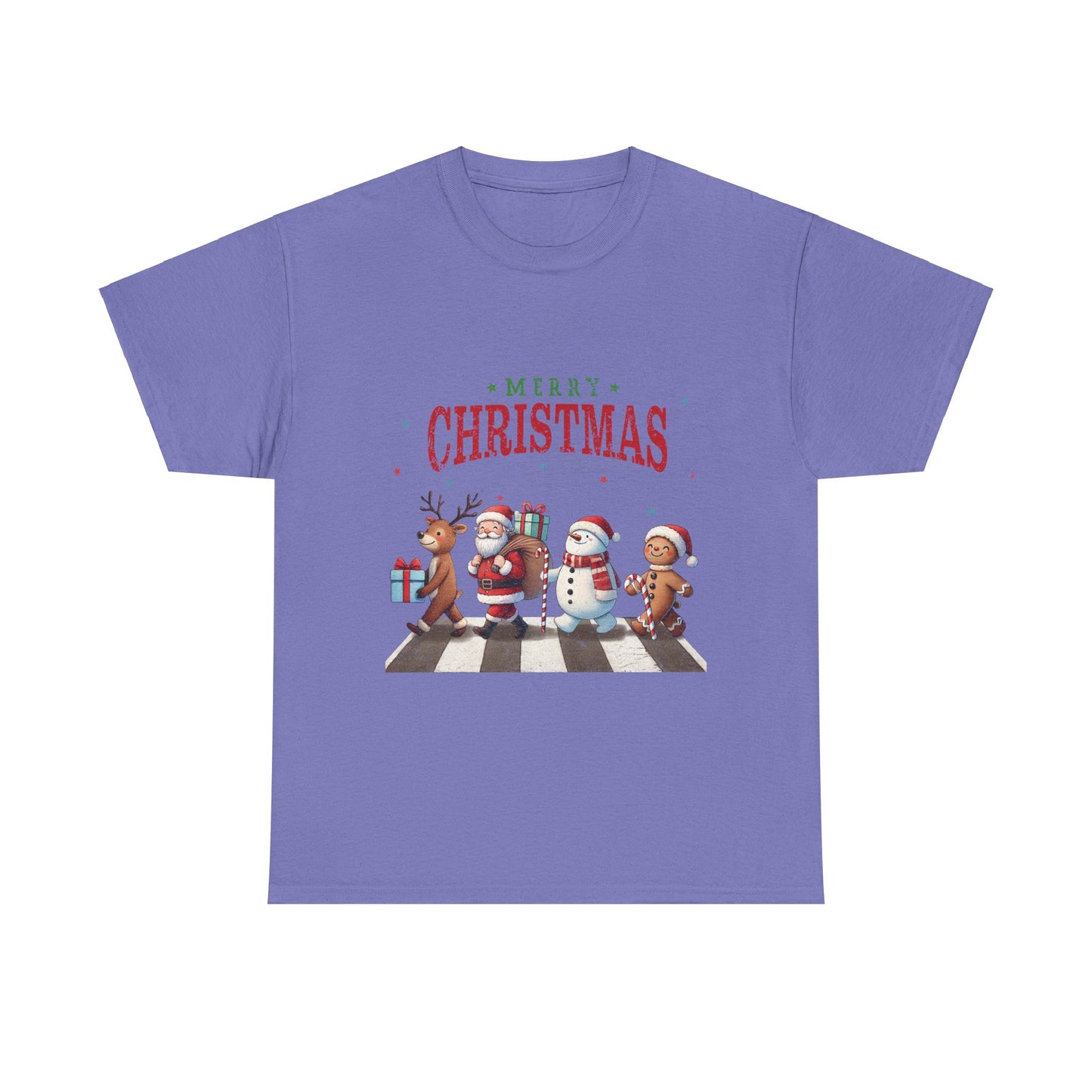 Merry Christmas Unisex Heavy Cotton Tee - Front & Back Holiday Print - 100% Cotton