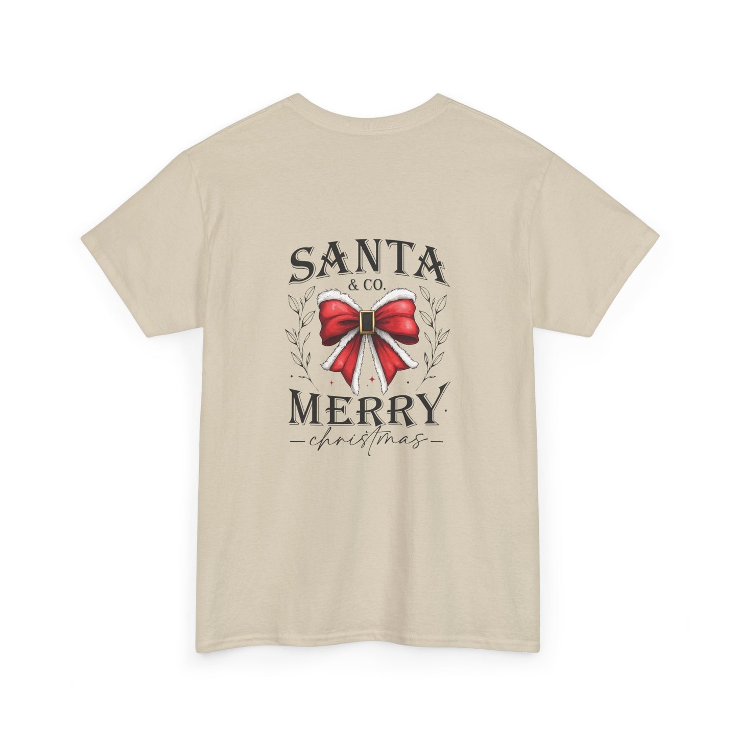 Merry Christmas Unisex Heavy Cotton Tee - Front & Back Holiday Print - 100% Cotton