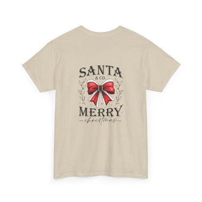 Merry Christmas Unisex Heavy Cotton Tee - Front & Back Holiday Print - 100% Cotton