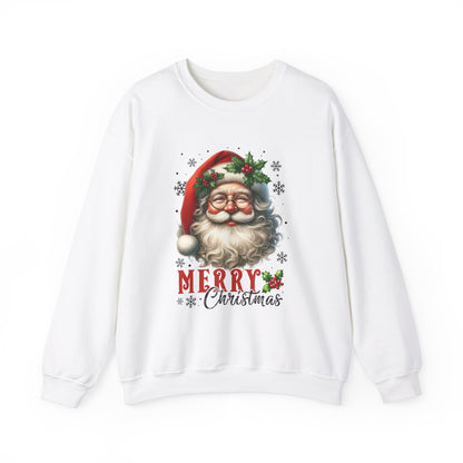 Santa Merry Christmas Unisex Crewneck Sweatshirt - Cozy Holiday Sweatshirt - Cotton Blend