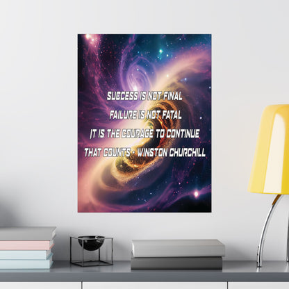 Galactic Inspiration: Vertical Poster with Winston Churchill's Timeless Quote