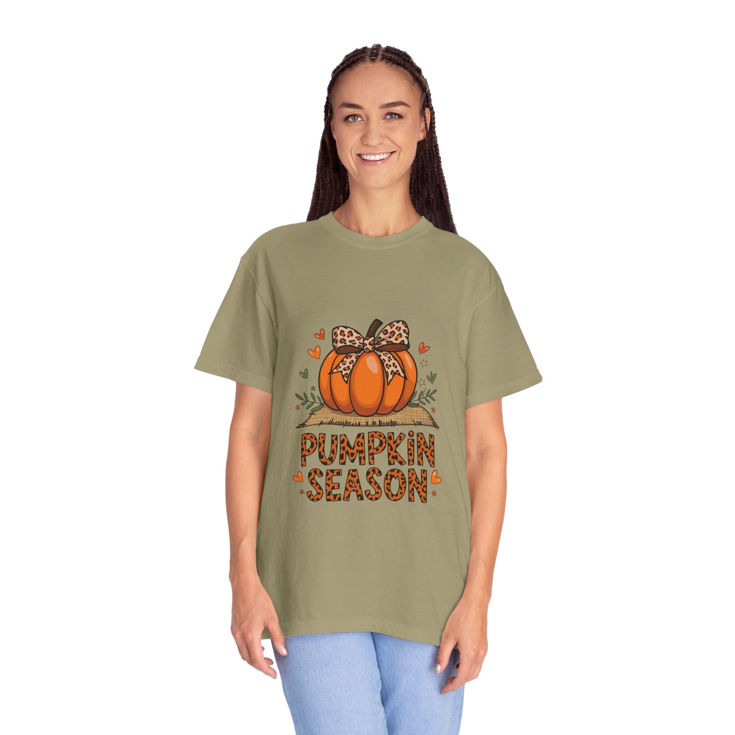 Pumpkin Season Unisex Garment-Dyed T-shirt – Leopard Print Pumpkin Fall Shirt