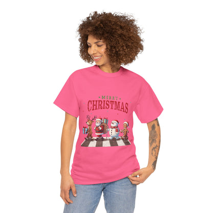 Merry Christmas Unisex Heavy Cotton Tee - Front & Back Holiday Print - 100% Cotton