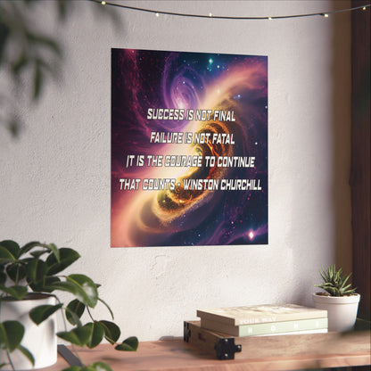 Galactic Inspiration: Vertical Poster with Winston Churchill's Timeless Quote