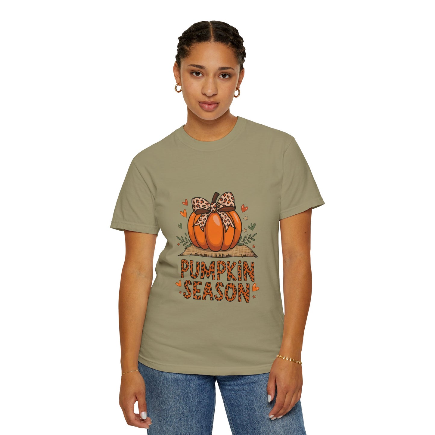 Pumpkin Season Unisex Garment-Dyed T-shirt – Leopard Print Pumpkin Fall Shirt