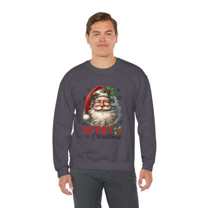 Santa Merry Christmas Unisex Crewneck Sweatshirt - Cozy Holiday Sweatshirt - Cotton Blend