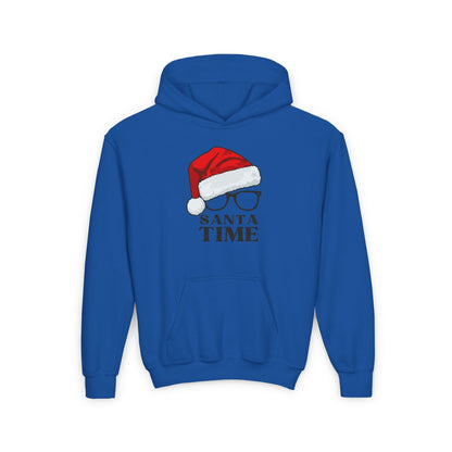 Santa Time Youth Hoodie - Cozy Holiday Hooded Sweatshirt - Festive Santa Design