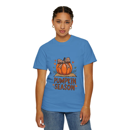 Pumpkin Season Unisex Garment-Dyed T-shirt – Leopard Print Pumpkin Fall Shirt