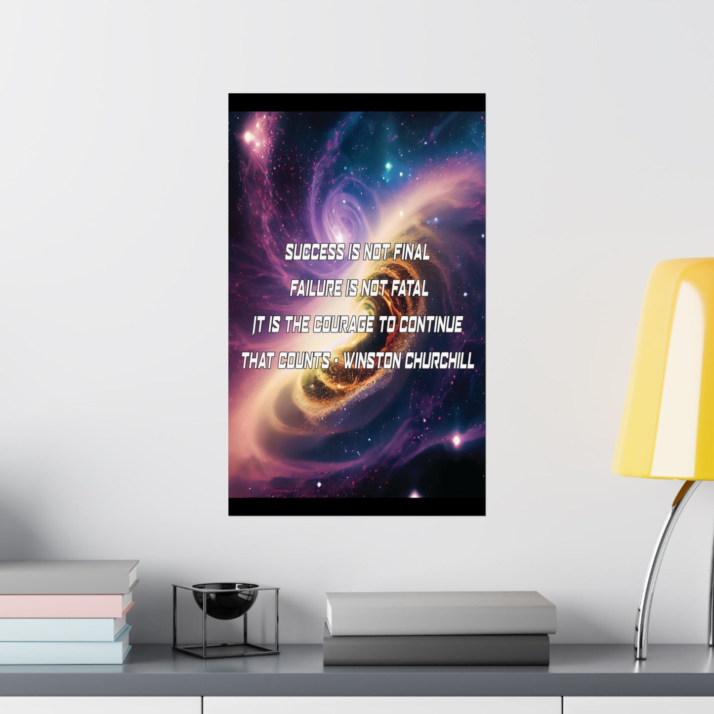 Galactic Inspiration: Vertical Poster with Winston Churchill's Timeless Quote