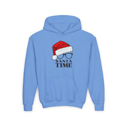 Santa Time Youth Hoodie - Cozy Holiday Hooded Sweatshirt - Festive Santa Design