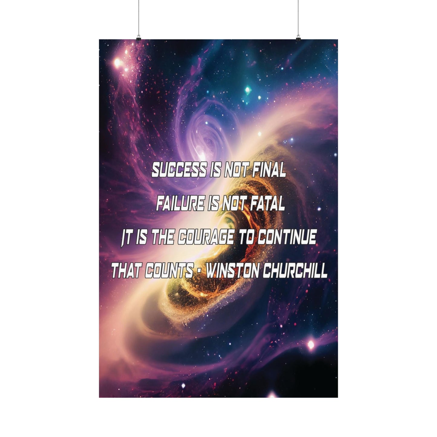 Galactic Inspiration: Vertical Poster with Winston Churchill's Timeless Quote