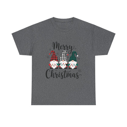 Merry Christmas Gnome and Santa Unisex Heavy Cotton Tee - Front & Back Print - 100% Cotton