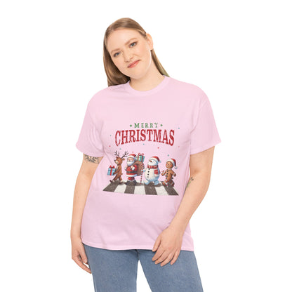 Merry Christmas Unisex Heavy Cotton Tee - Front & Back Holiday Print - 100% Cotton