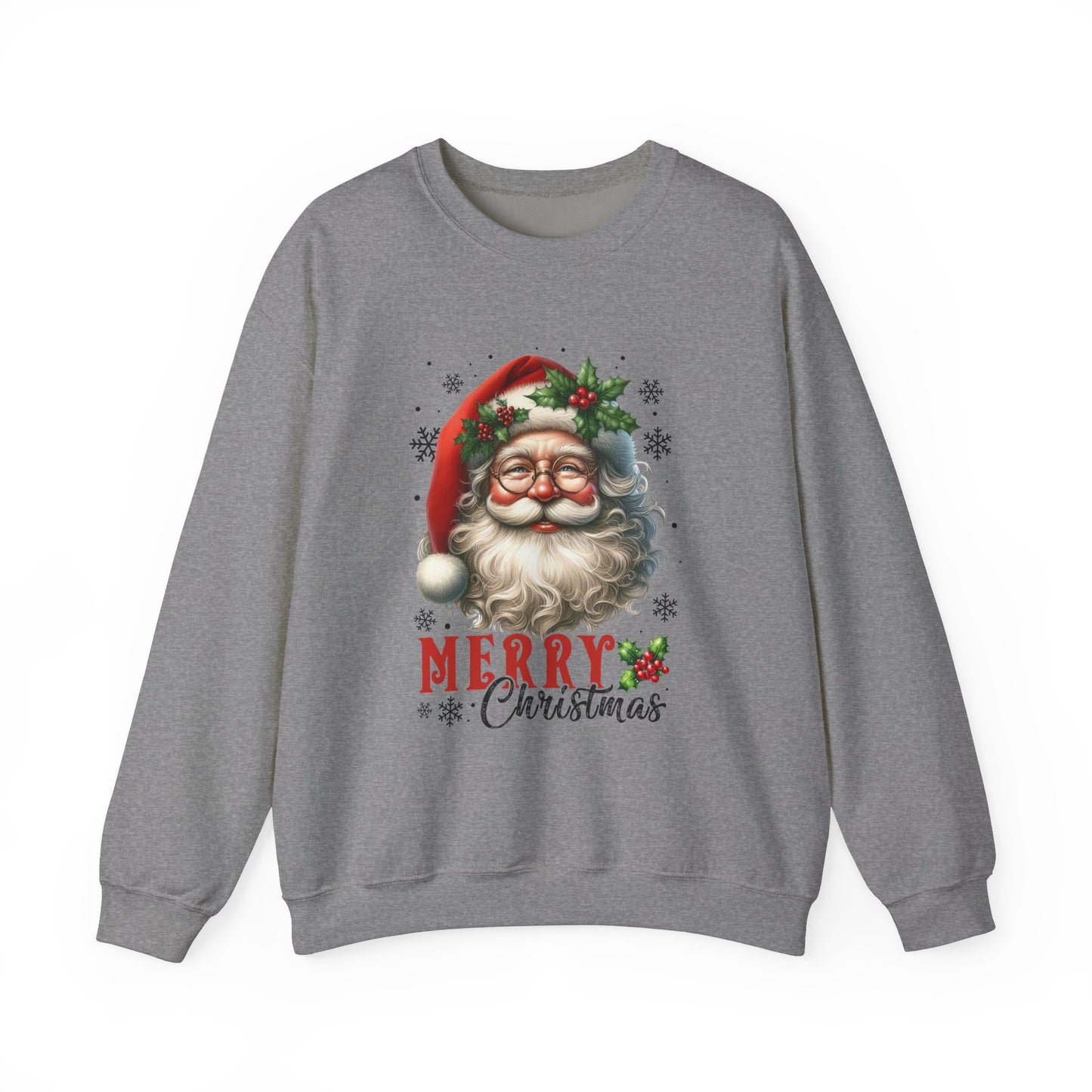 Santa Merry Christmas Unisex Crewneck Sweatshirt - Cozy Holiday Sweatshirt - Cotton Blend