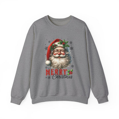 Santa Merry Christmas Unisex Crewneck Sweatshirt - Cozy Holiday Sweatshirt - Cotton Blend