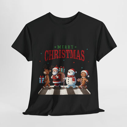 Merry Christmas Unisex Heavy Cotton Tee - Front & Back Holiday Print - 100% Cotton