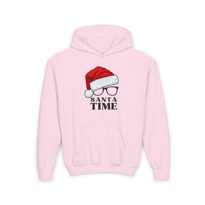 Santa Time Youth Hoodie - Cozy Holiday Hooded Sweatshirt - Festive Santa Design