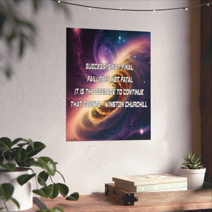 Galactic Inspiration: Vertical Poster with Winston Churchill's Timeless Quote