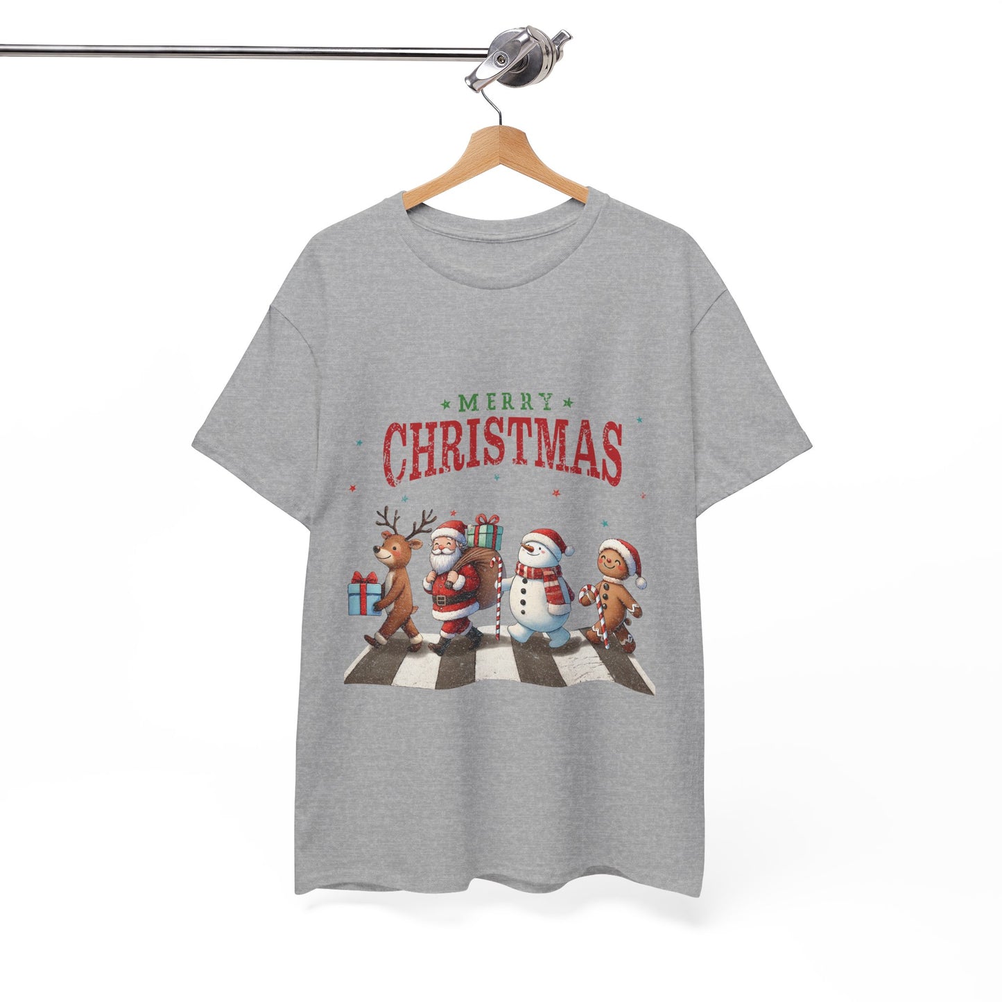 Merry Christmas Unisex Heavy Cotton Tee - Front & Back Holiday Print - 100% Cotton