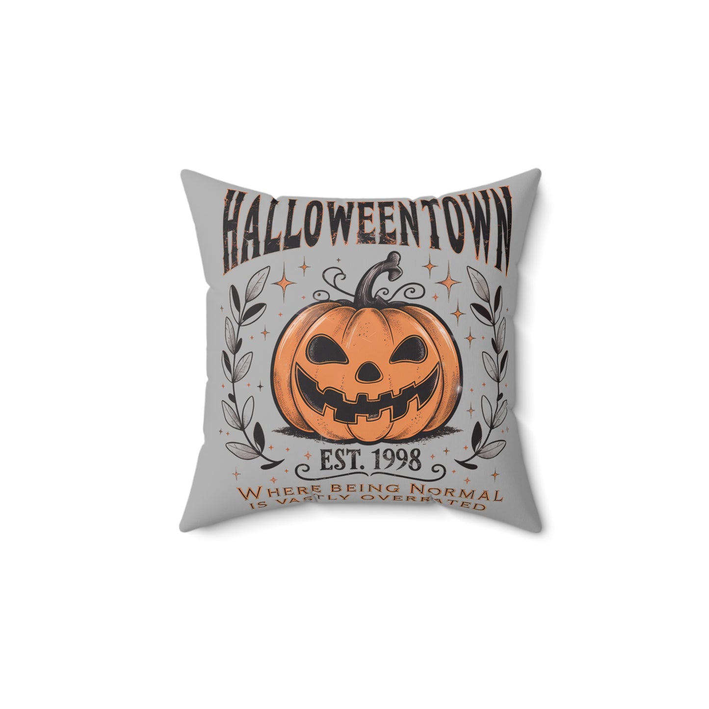 Double-Sided Halloween Town Pumpkin Design Spun Polyester Square Pillow - 100% Polyester