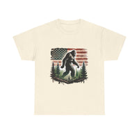 Bigfoot American Flag Shirt – Sasquatch Forest Graphic Cotton Tee
