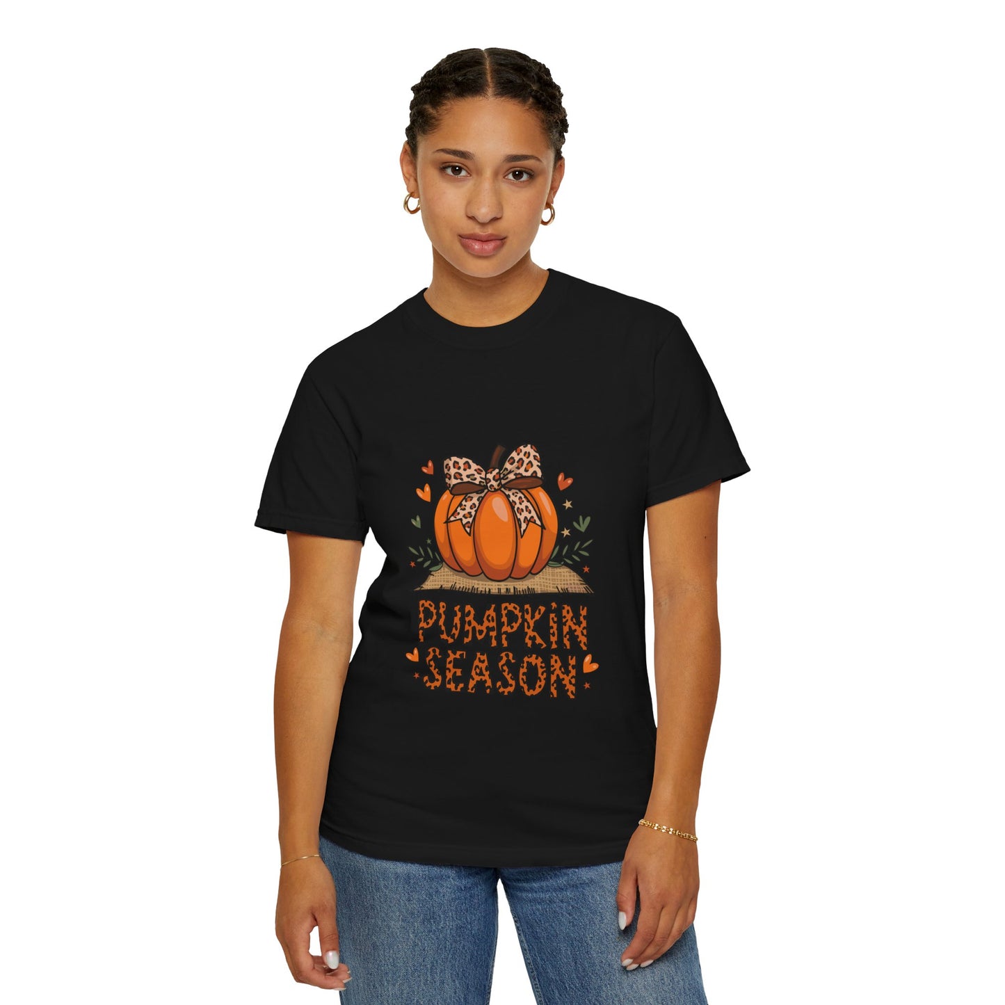 Pumpkin Season Unisex Garment-Dyed T-shirt – Leopard Print Pumpkin Fall Shirt