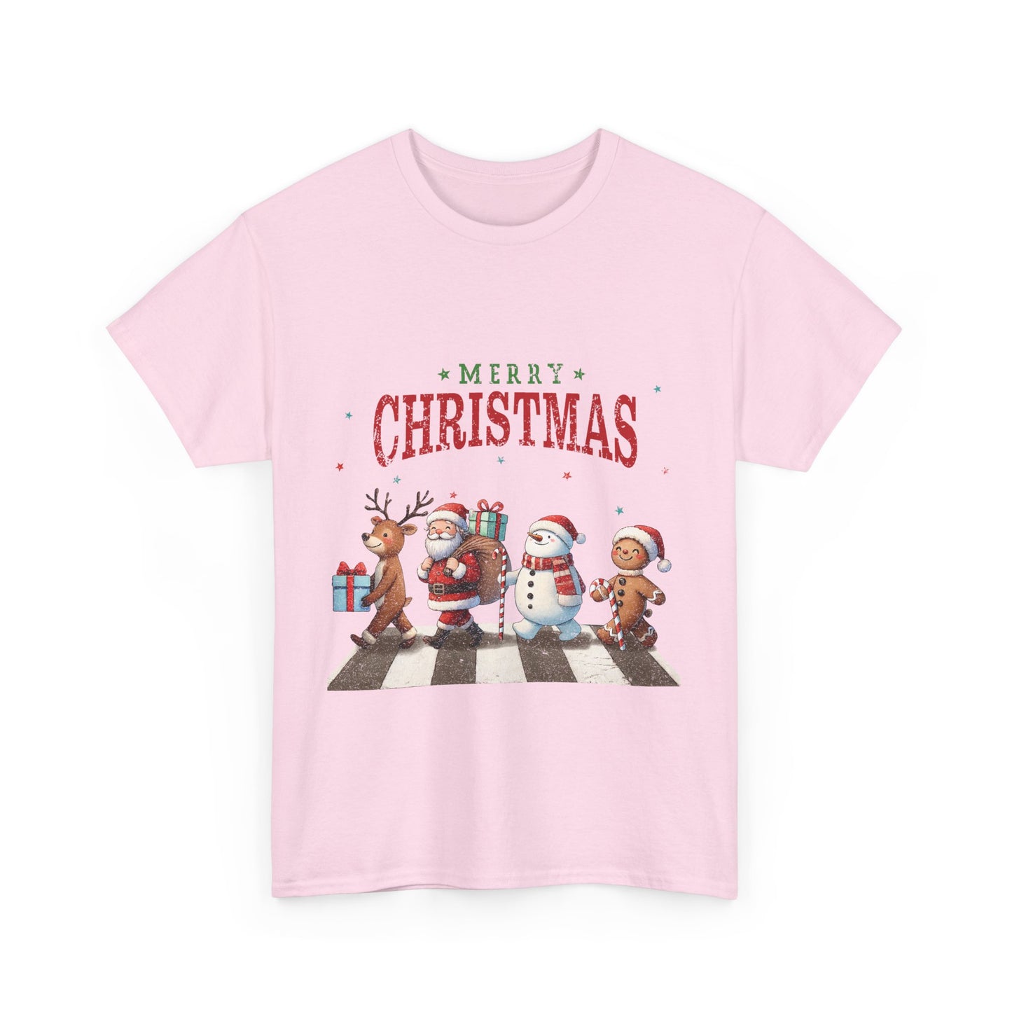 Merry Christmas Unisex Heavy Cotton Tee - Front & Back Holiday Print - 100% Cotton