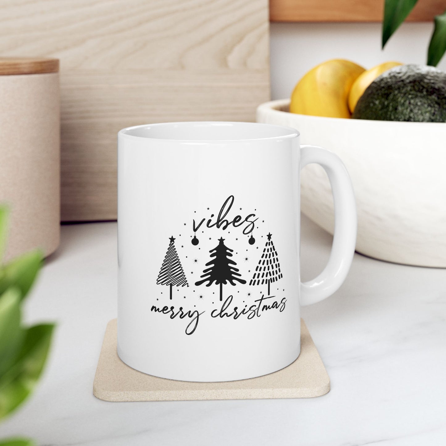 Merry Christmas Vibes Ceramic Mug - 11oz