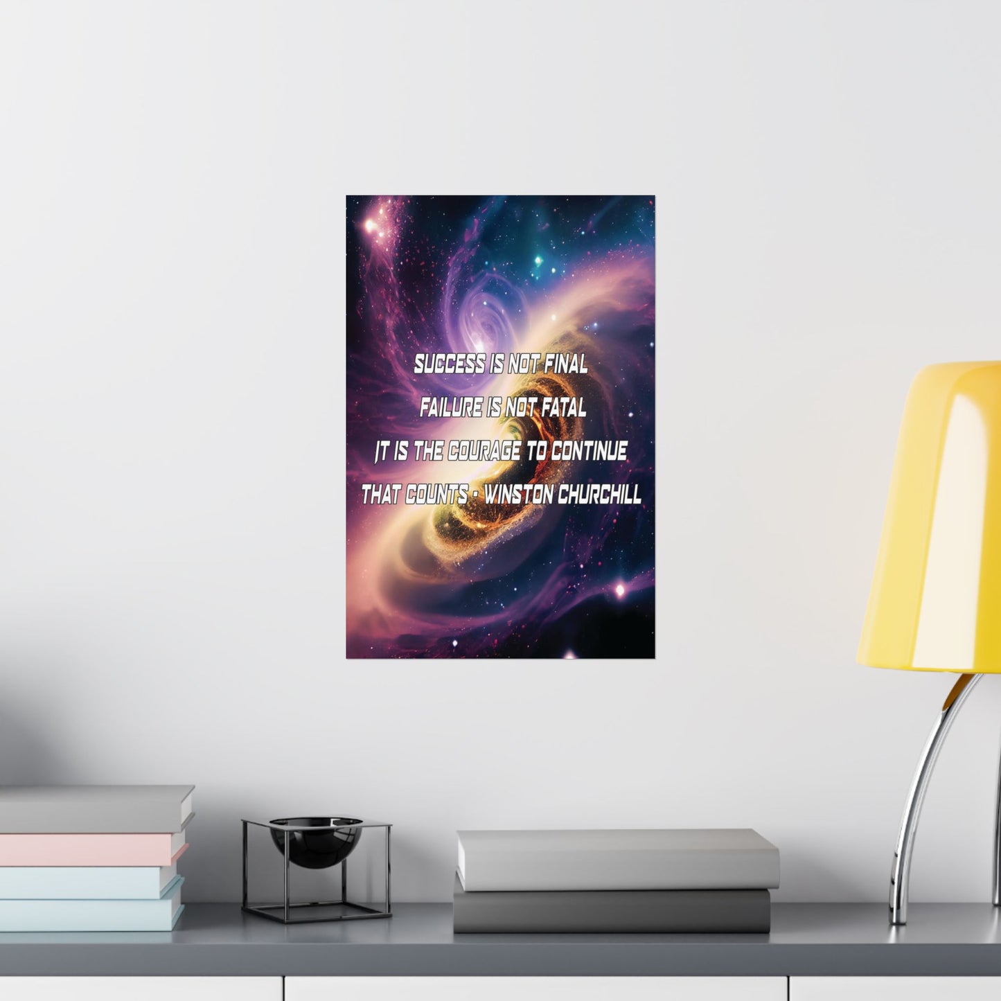 Galactic Inspiration: Vertical Poster with Winston Churchill's Timeless Quote