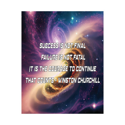 Galactic Inspiration: Vertical Poster with Winston Churchill's Timeless Quote