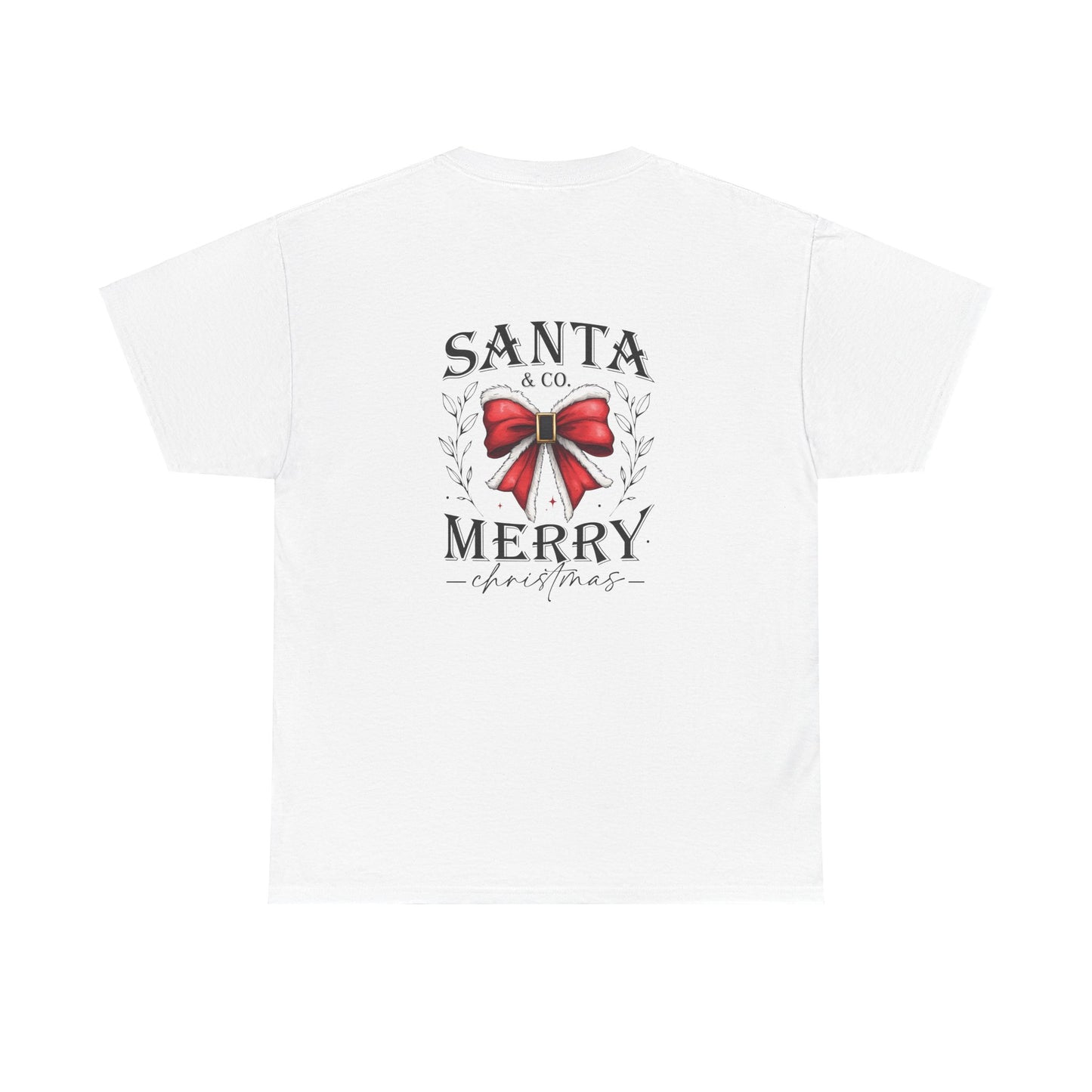 Merry Christmas Unisex Heavy Cotton Tee - Front & Back Holiday Print - 100% Cotton