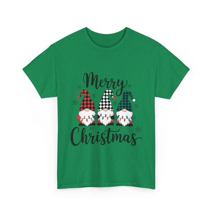 Merry Christmas Gnome and Santa Unisex Heavy Cotton Tee - Front & Back Print - 100% Cotton