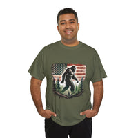 Bigfoot American Flag Shirt – Sasquatch Forest Graphic Cotton Tee