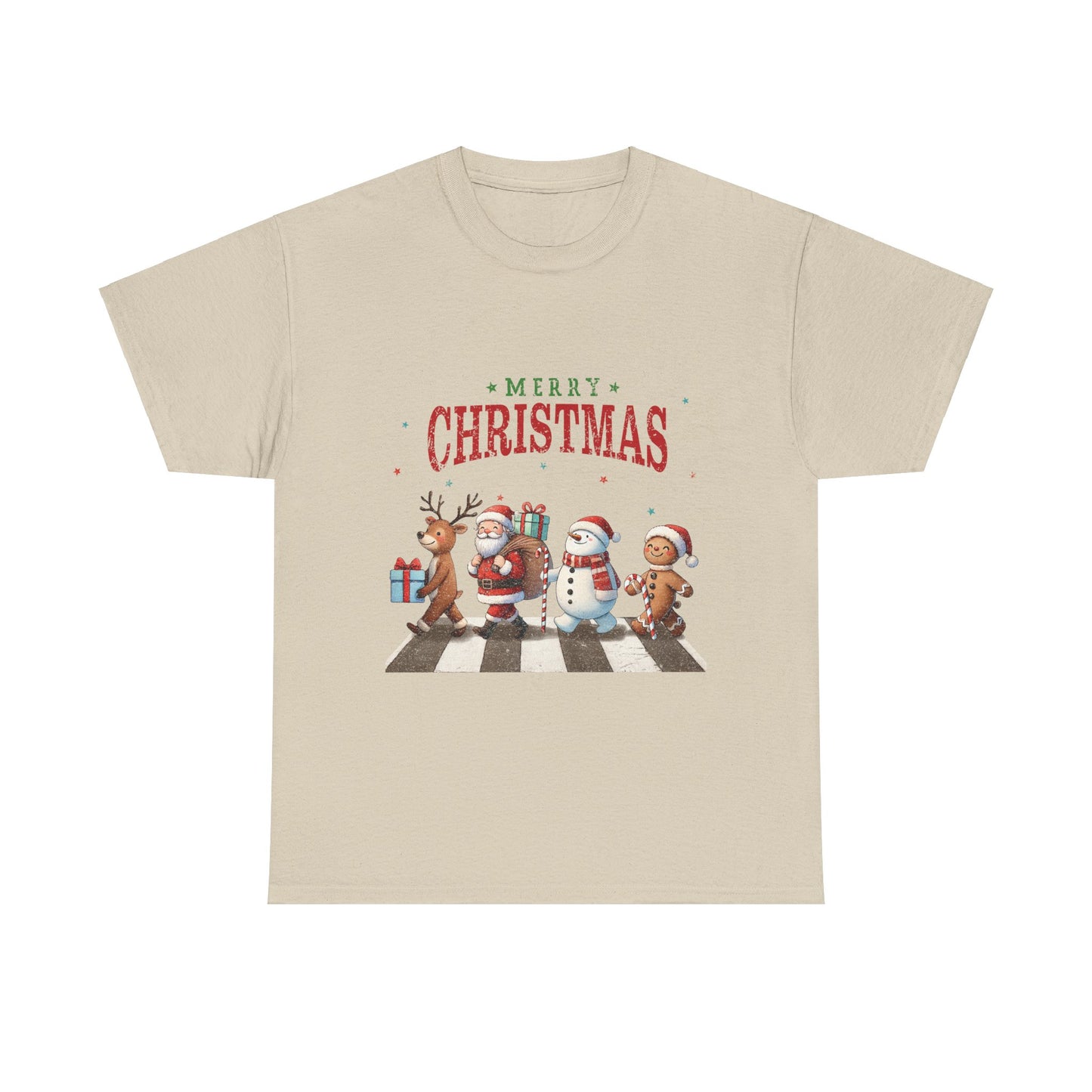 Merry Christmas Unisex Heavy Cotton Tee - Front & Back Holiday Print - 100% Cotton