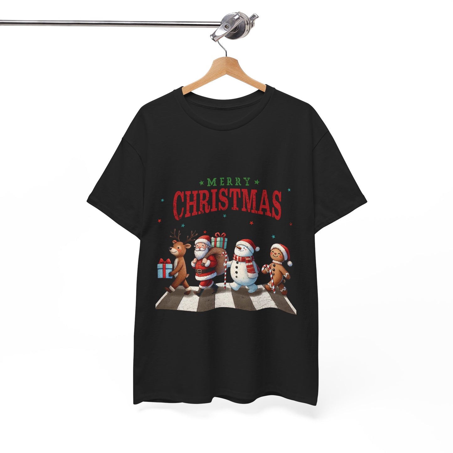 Merry Christmas Unisex Heavy Cotton Tee - Front & Back Holiday Print - 100% Cotton