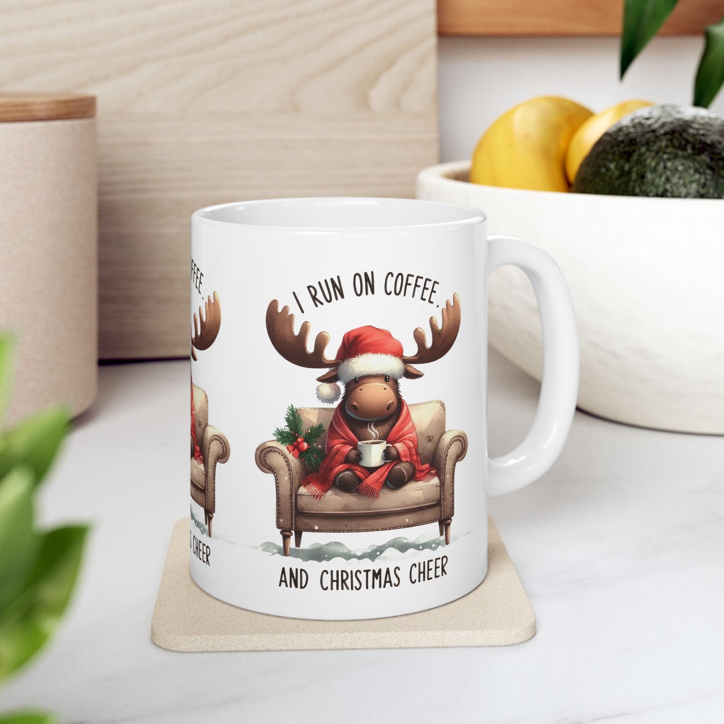 I Run on Coffee and Christmas Cheer Ceramic Mug - 11oz