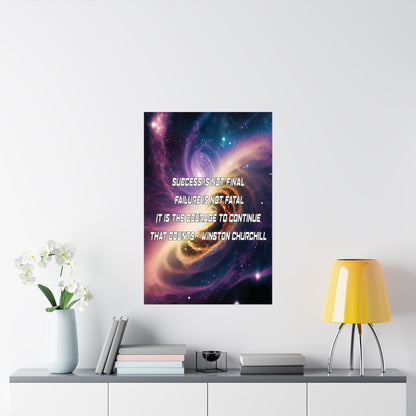 Galactic Inspiration: Vertical Poster with Winston Churchill's Timeless Quote