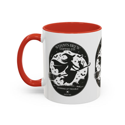 Witch's Brew Coffee Co. Accent Ceramic Mug - 11oz & 15oz - Stirring Up Trouble Design