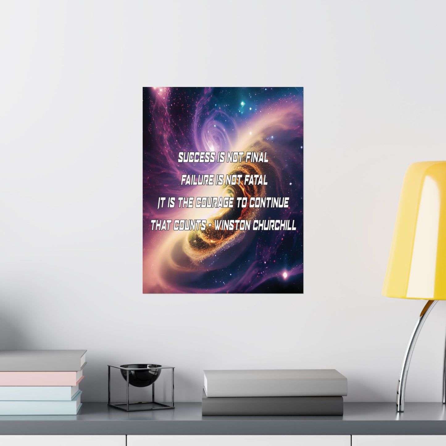 Galactic Inspiration: Vertical Poster with Winston Churchill's Timeless Quote