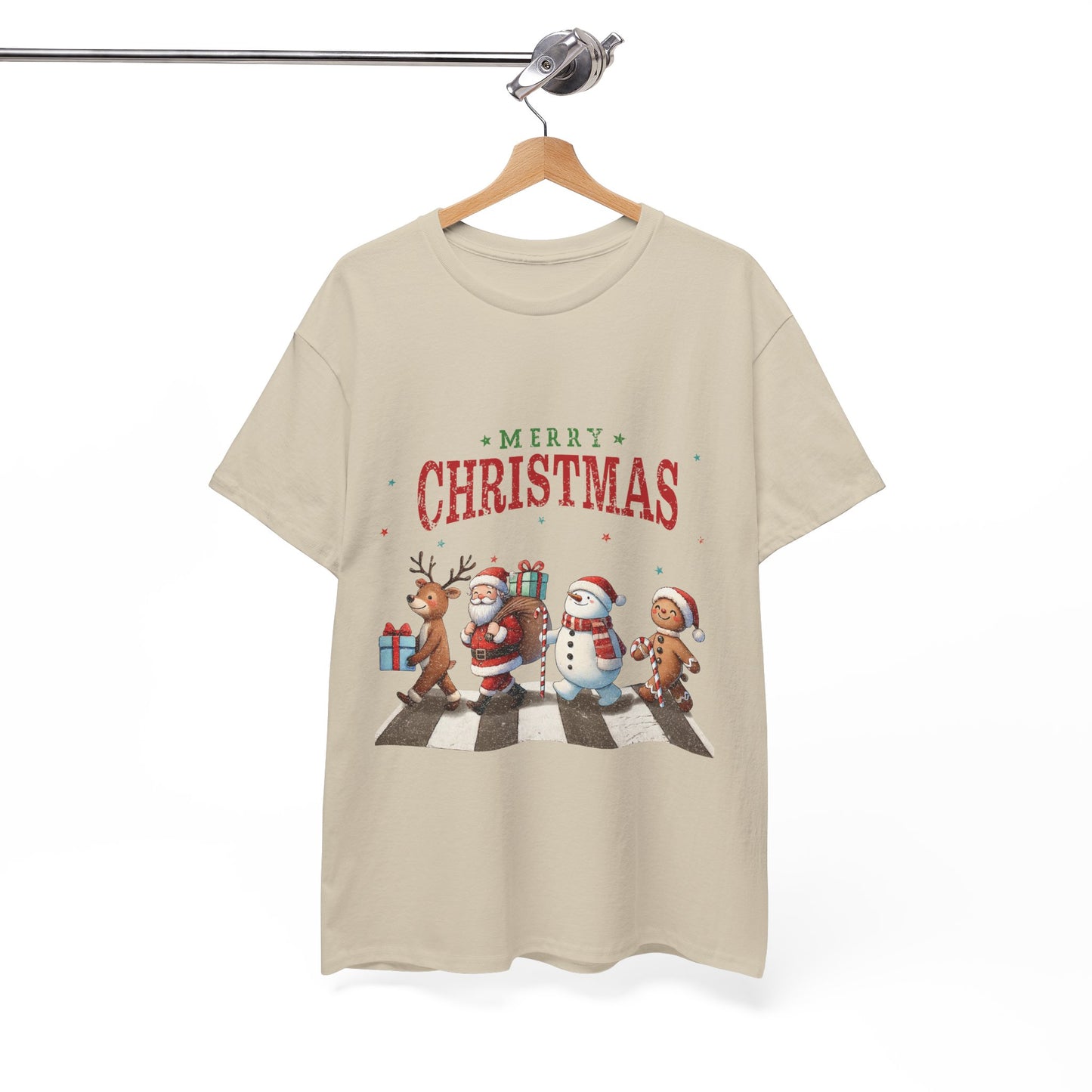 Merry Christmas Unisex Heavy Cotton Tee - Front & Back Holiday Print - 100% Cotton