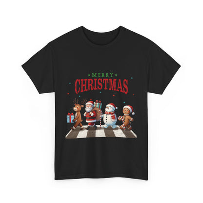 Merry Christmas Unisex Heavy Cotton Tee - Front & Back Holiday Print - 100% Cotton