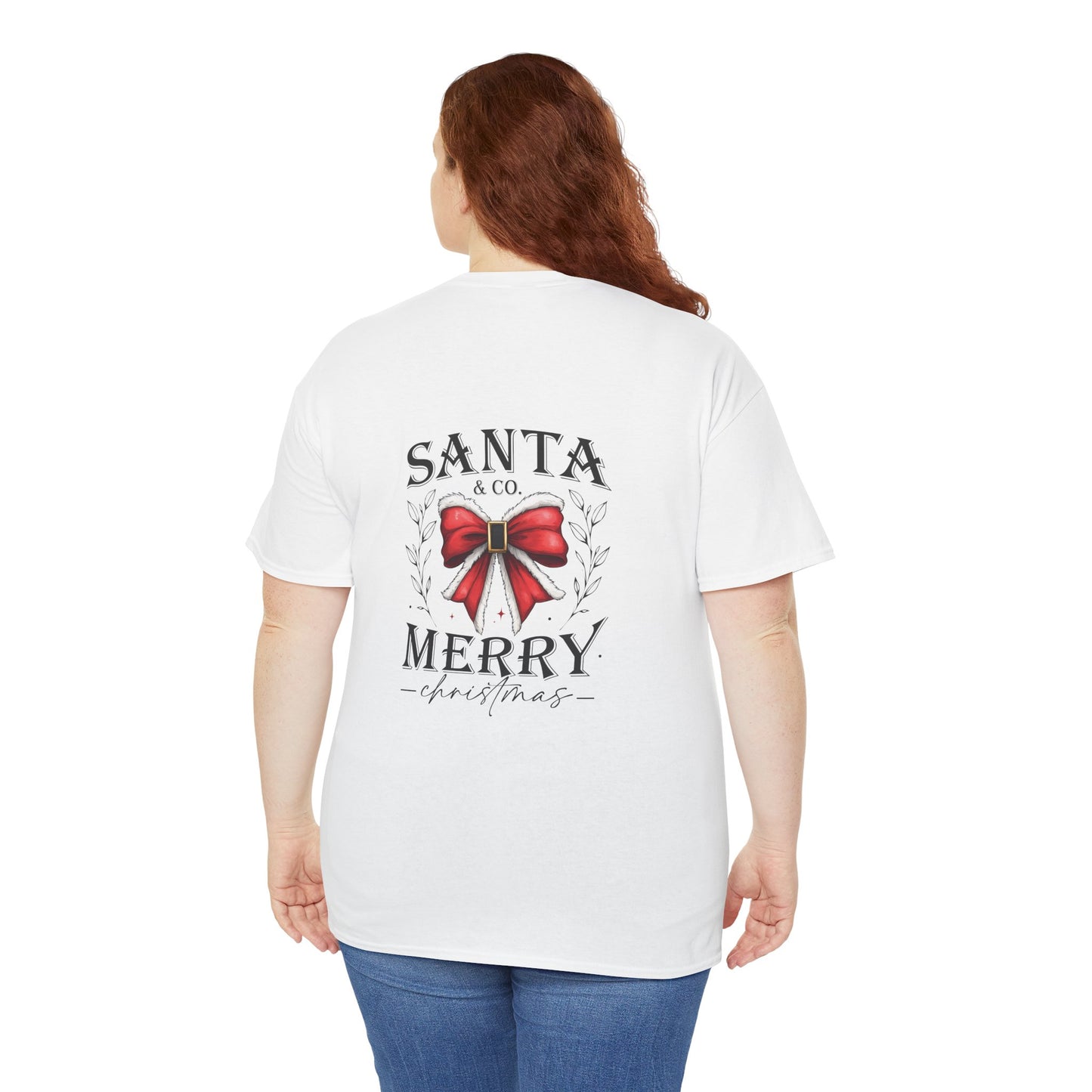 Merry Christmas Unisex Heavy Cotton Tee - Front & Back Holiday Print - 100% Cotton