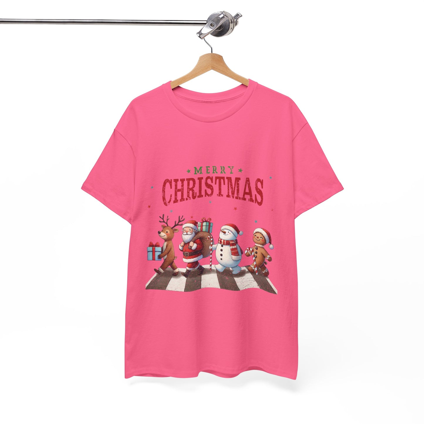 Merry Christmas Unisex Heavy Cotton Tee - Front & Back Holiday Print - 100% Cotton