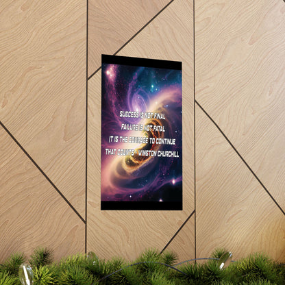 Galactic Inspiration: Vertical Poster with Winston Churchill's Timeless Quote