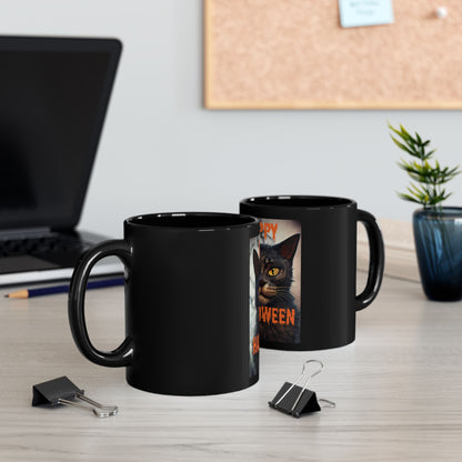 Sip in Spooky Style with our Halloween Cat Ceramic Mug