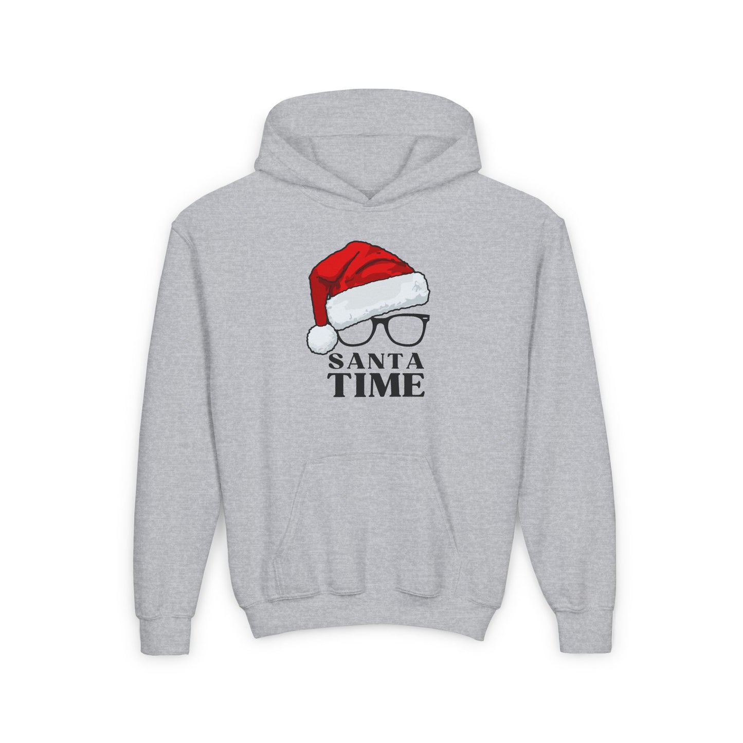 Santa Time Youth Hoodie - Cozy Holiday Hooded Sweatshirt - Festive Santa Design