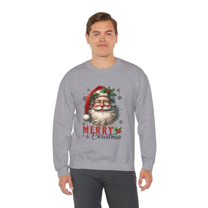 Santa Merry Christmas Unisex Crewneck Sweatshirt - Cozy Holiday Sweatshirt - Cotton Blend