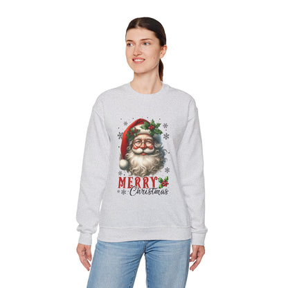 Santa Merry Christmas Unisex Crewneck Sweatshirt - Cozy Holiday Sweatshirt - Cotton Blend