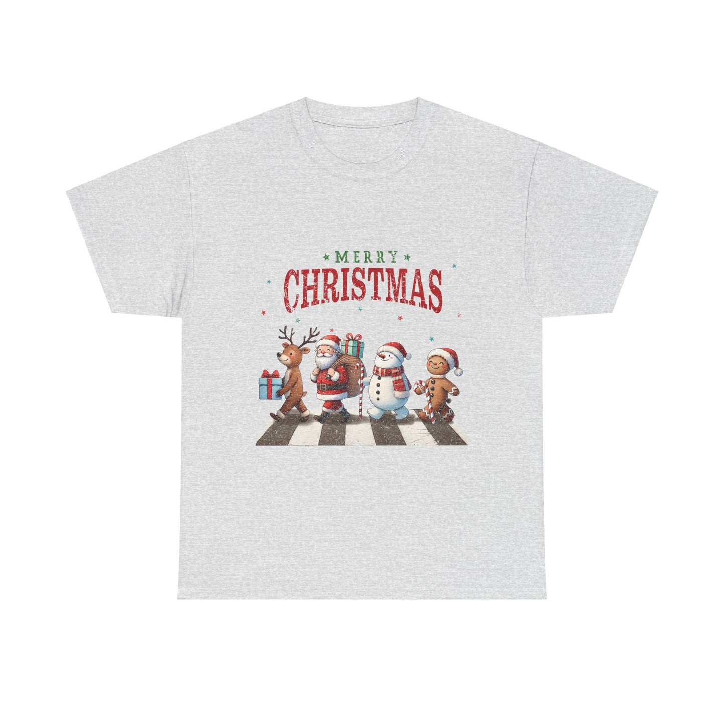 Merry Christmas Unisex Heavy Cotton Tee - Front & Back Holiday Print - 100% Cotton