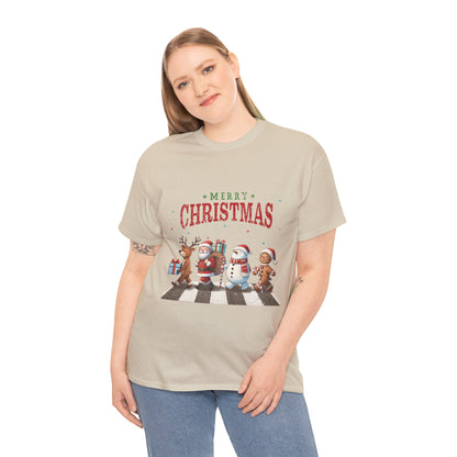 Merry Christmas Unisex Heavy Cotton Tee - Front & Back Holiday Print - 100% Cotton